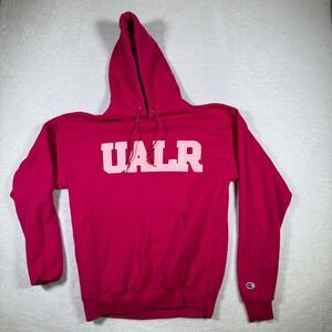 Champion UALR Trojans Pink Hoodie Sweatshirt Pullover Fleece Lined Mens M